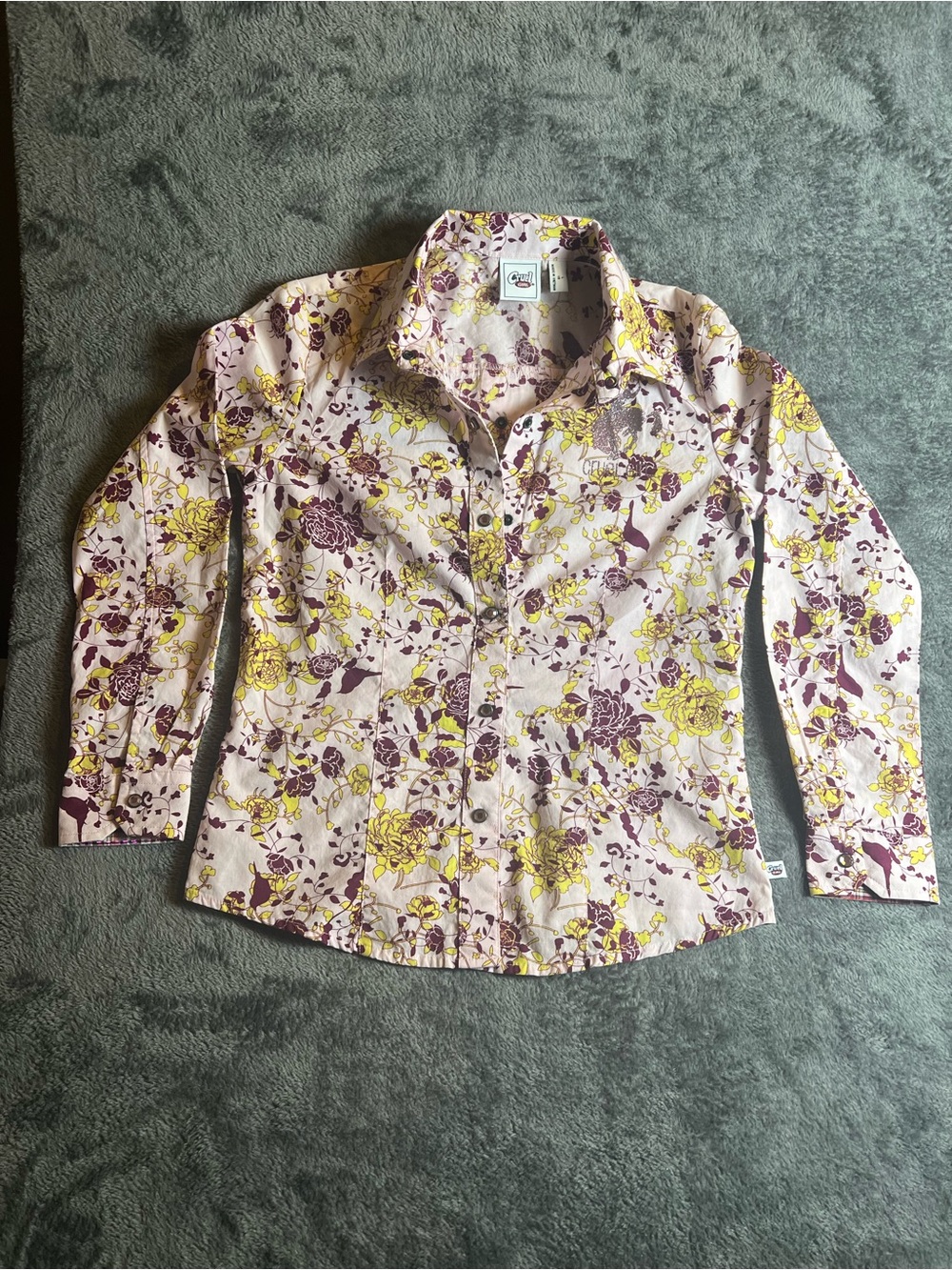Girls Cruel Girl Floral Button-Up Shirt - Yellow & Purple